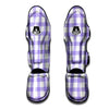 Gingham White And Purple Print Pattern Muay Thai Shin Guards-grizzshop