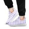 Gingham White And Purple Print Pattern White Athletic Shoes-grizzshop