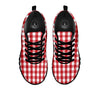 Gingham White And Red Print Pattern Black Sneaker-grizzshop