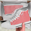 Gingham White And Red Print Pattern White High Top Shoes-grizzshop