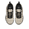 Gingham White And Tan Print Pattern Black Sneaker-grizzshop