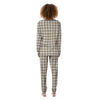 Gingham White And Tan Print Pattern Women's Pajamas-grizzshop