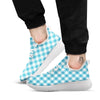 Gingham White And Teal Print Pattern White Athletic Shoes-grizzshop