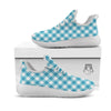 Gingham White And Teal Print Pattern White Athletic Shoes-grizzshop