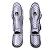 Gingham White And Violet Print Pattern Muay Thai Shin Guards-grizzshop