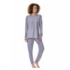 Gingham White And Violet Print Pattern Women's Pajamas-grizzshop