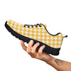 Gingham Yellow And White Print Pattern Black Sneaker-grizzshop