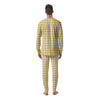 Gingham Yellow And White Print Pattern Men's Pajamas-grizzshop