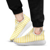 Gingham Yellow And White Print Pattern White Athletic Shoes-grizzshop