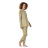 Gingham Yellow And White Print Pattern Women's Pajamas-grizzshop