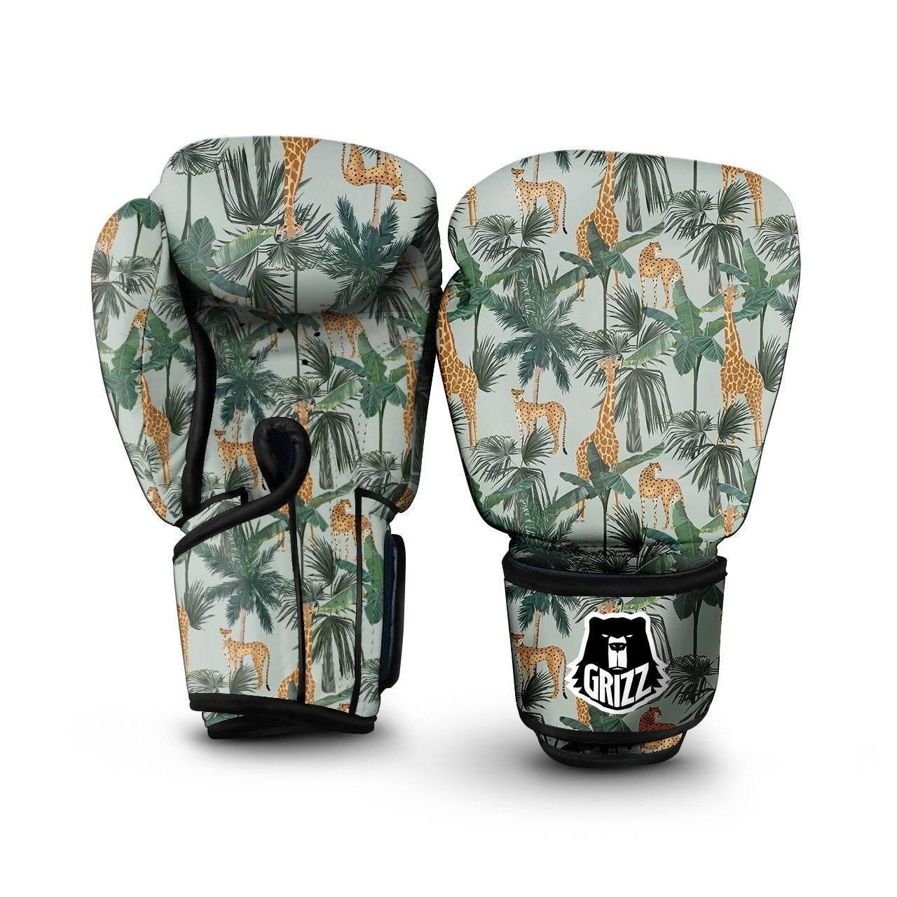 Giraffe And Leopard Vintage Print Pattern Boxing Gloves-grizzshop