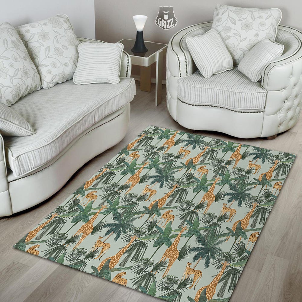 Giraffe And Leopard Vintage Print Pattern Floor Mat-grizzshop