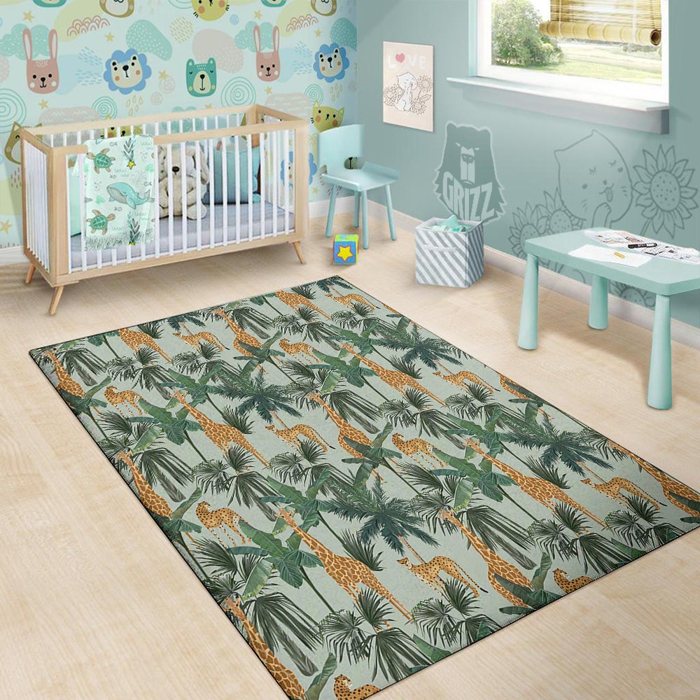 Giraffe And Leopard Vintage Print Pattern Floor Mat-grizzshop