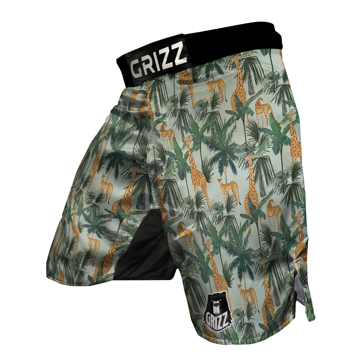 Giraffe And Leopard Vintage Print Pattern MMA Shorts-grizzshop