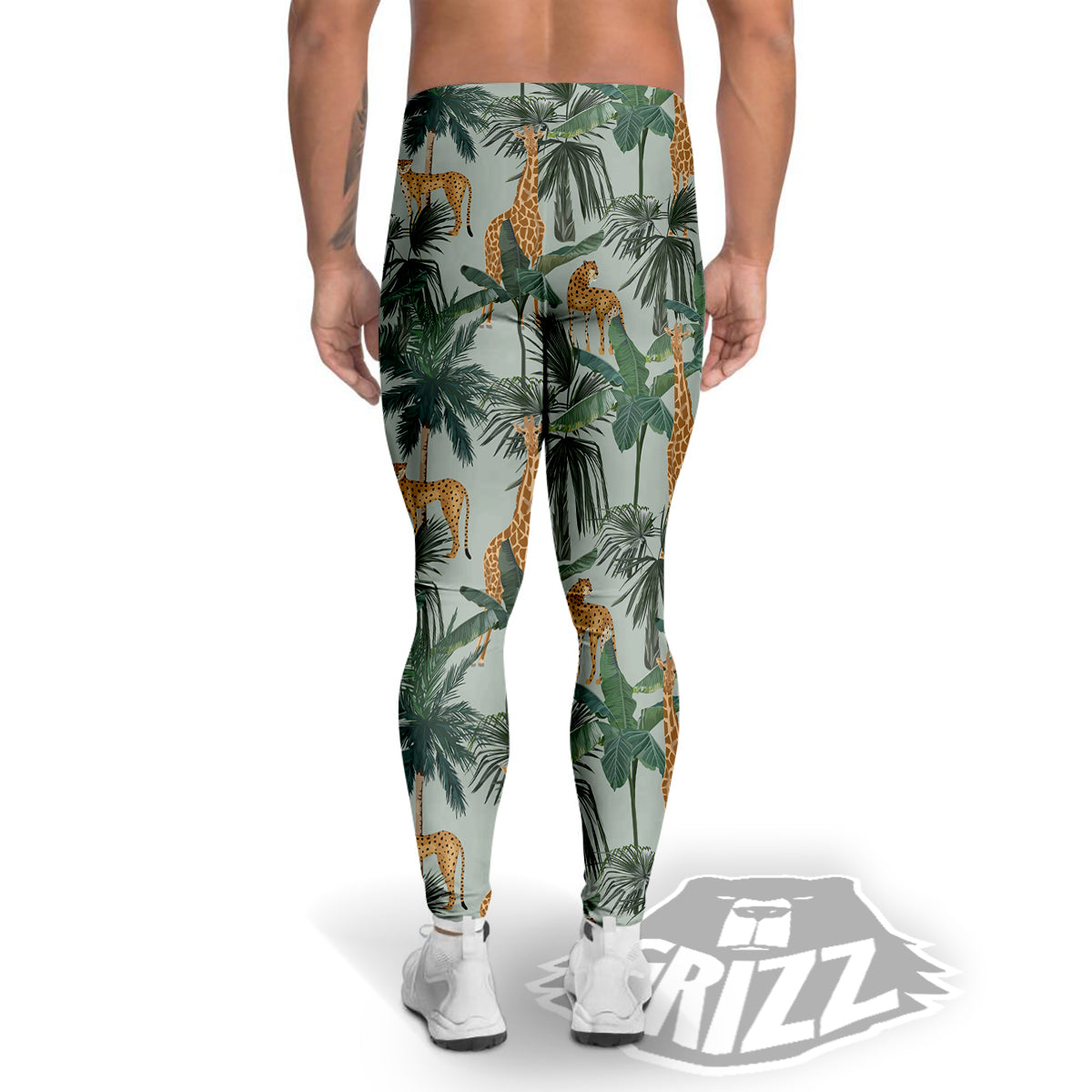 Giraffe And Leopard Vintage Print Pattern Men's Leggings-grizzshop