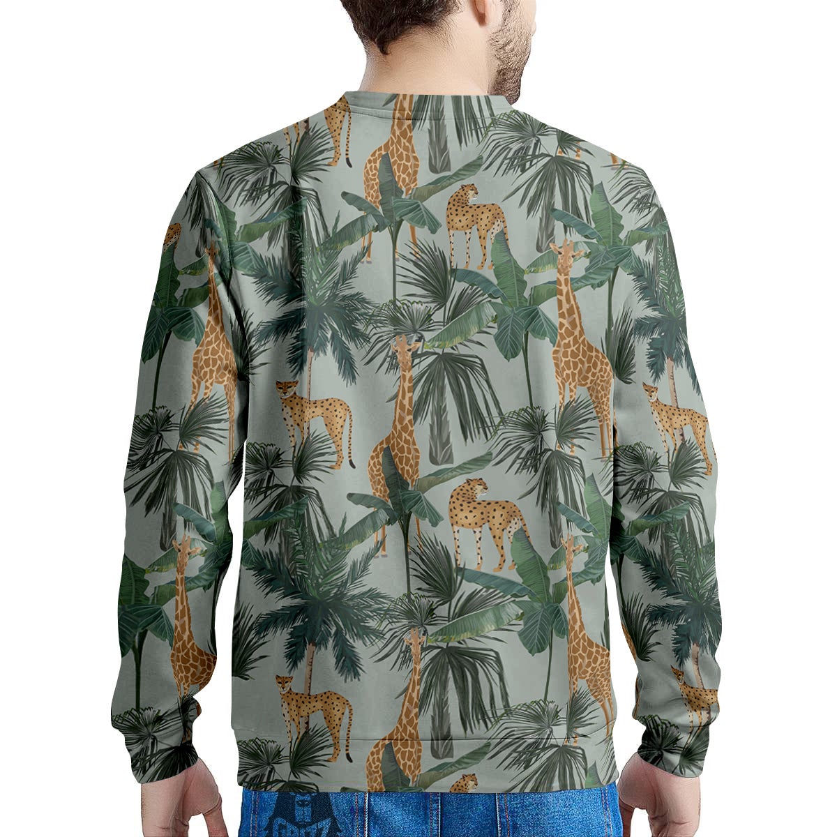 Giraffe And Leopard Vintage Print Pattern Men's Sweatshirt-grizzshop
