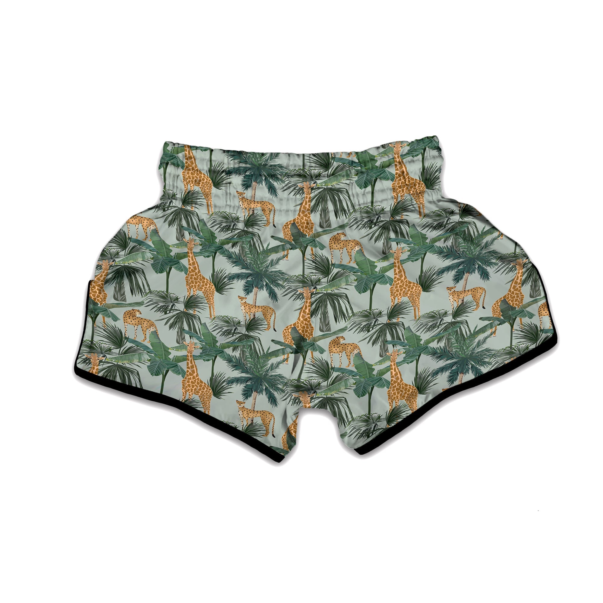 Giraffe And Leopard Vintage Print Pattern Muay Thai Boxing Shorts-grizzshop