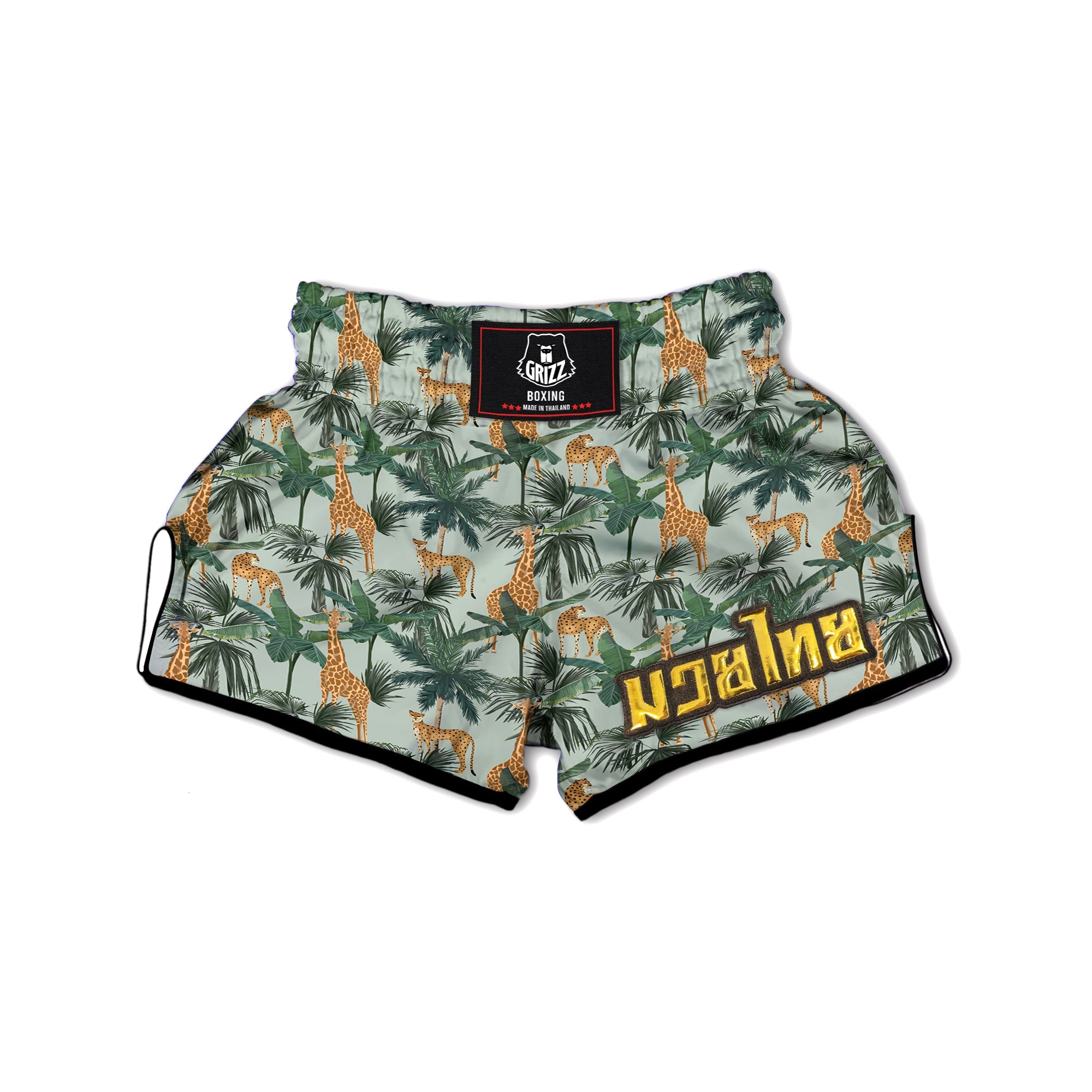 Giraffe And Leopard Vintage Print Pattern Muay Thai Boxing Shorts-grizzshop