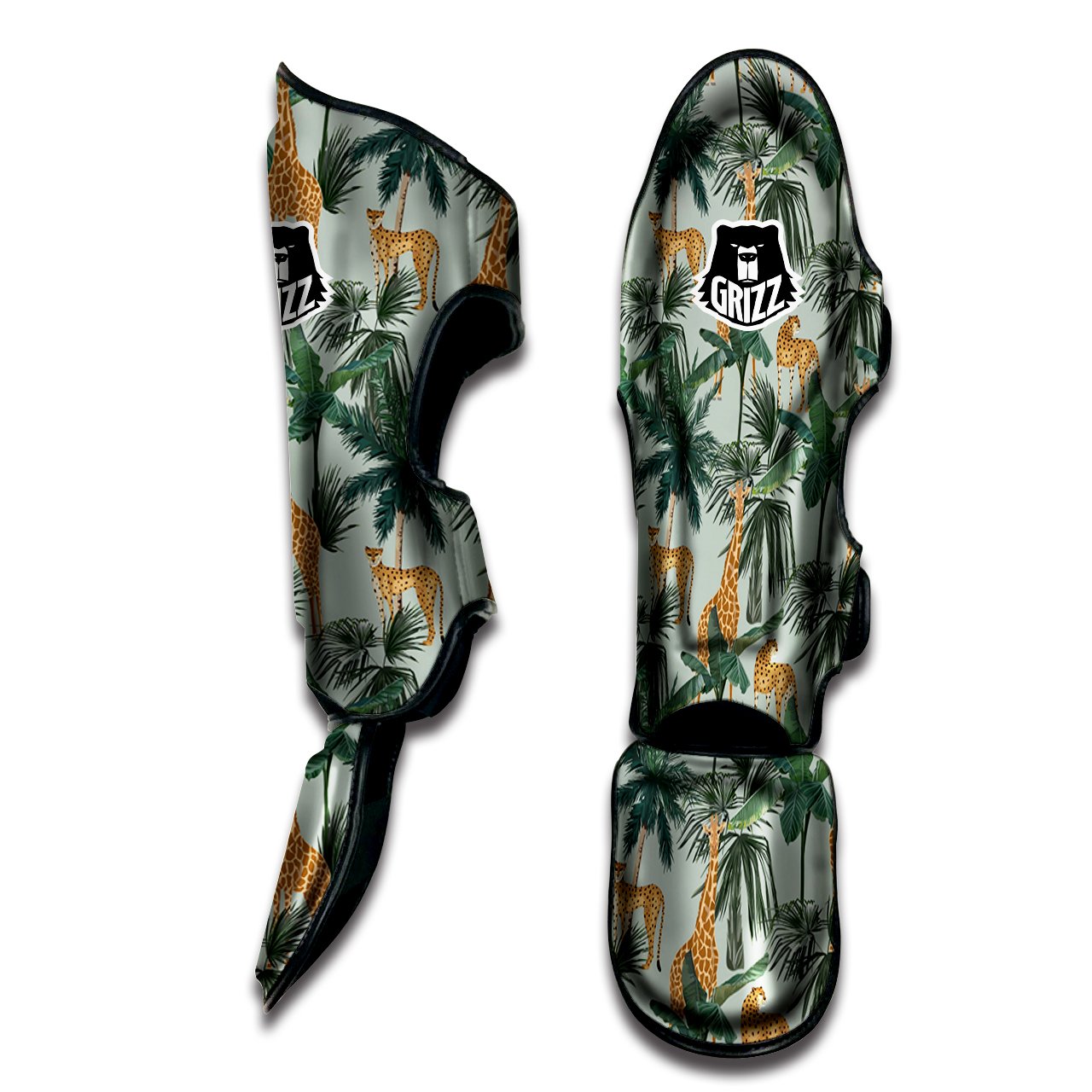 Giraffe And Leopard Vintage Print Pattern Muay Thai Shin Guards-grizzshop