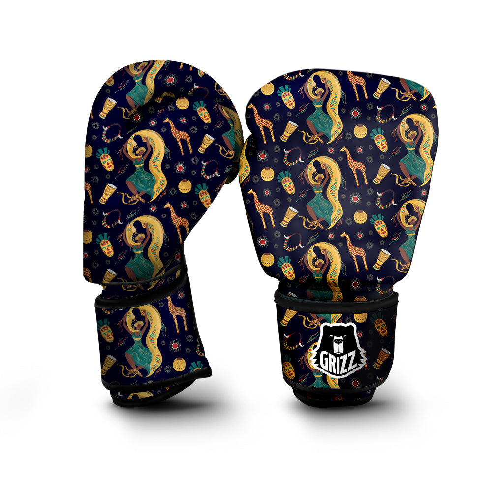 Giraffe Aztec Print Pattern Boxing Gloves-grizzshop