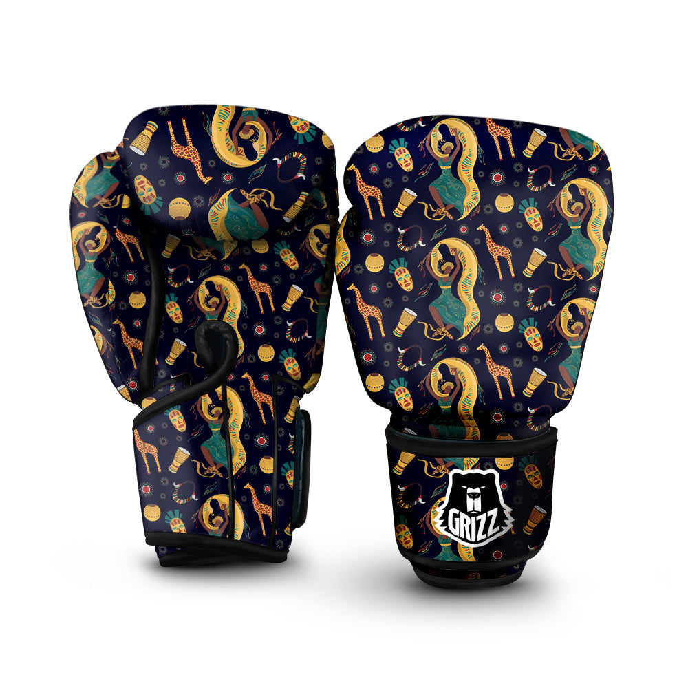 Giraffe Aztec Print Pattern Boxing Gloves-grizzshop
