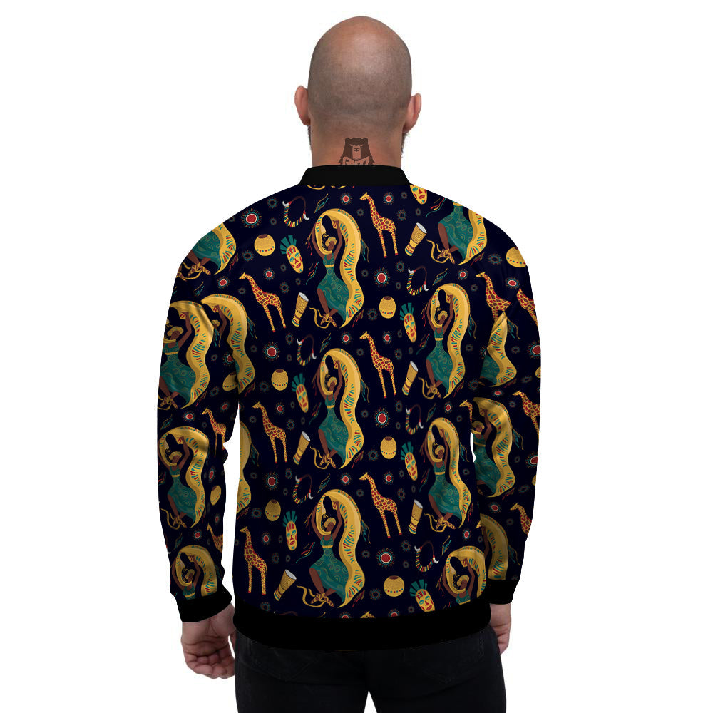 Giraffe Aztec Print Pattern Men's Bomber Jacket-grizzshop