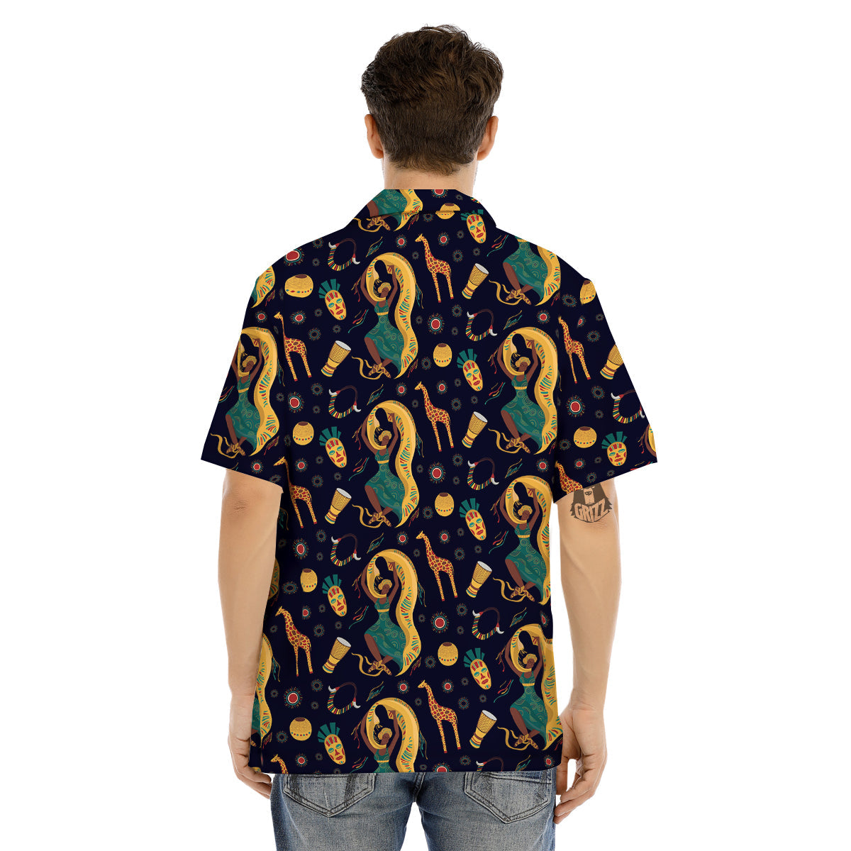 Giraffe Aztec Print Pattern Men's Hawaiian Shirt-grizzshop