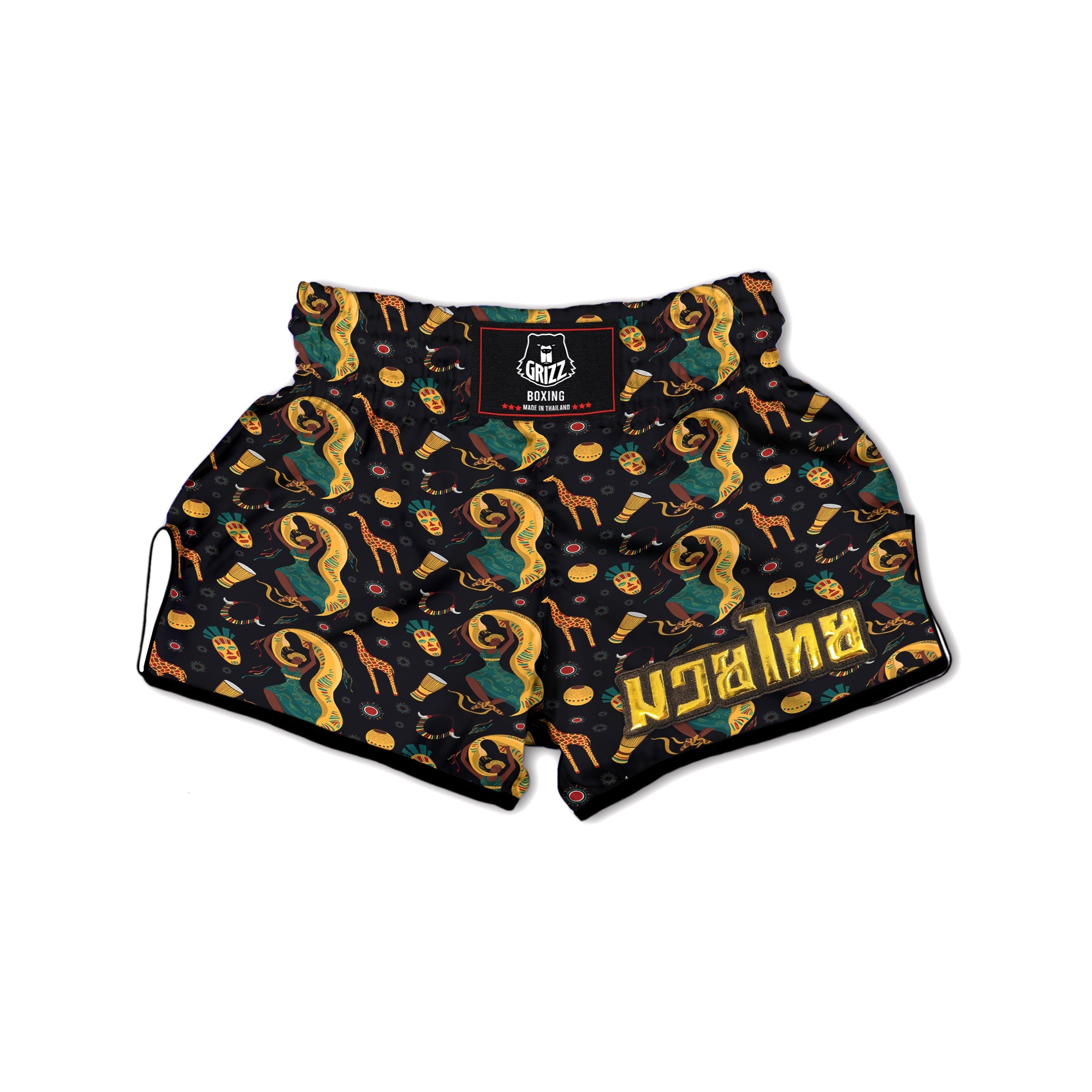 Giraffe Aztec Print Pattern Muay Thai Boxing Shorts-grizzshop