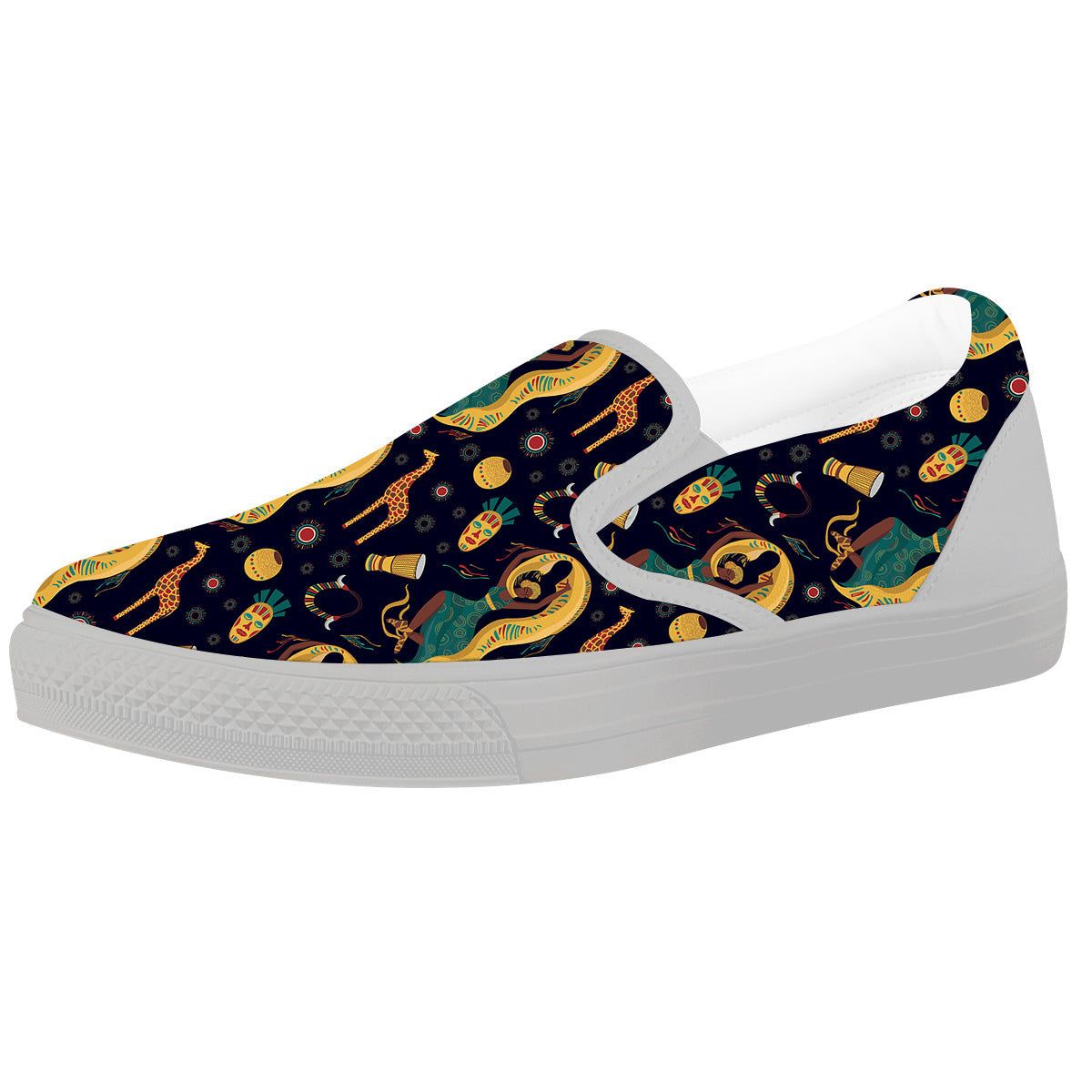 Giraffe Aztec Print Pattern White Slip On Shoes-grizzshop