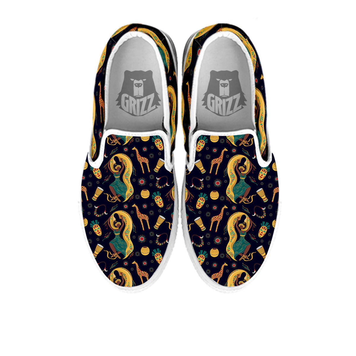 Giraffe Aztec Print Pattern White Slip On Shoes-grizzshop