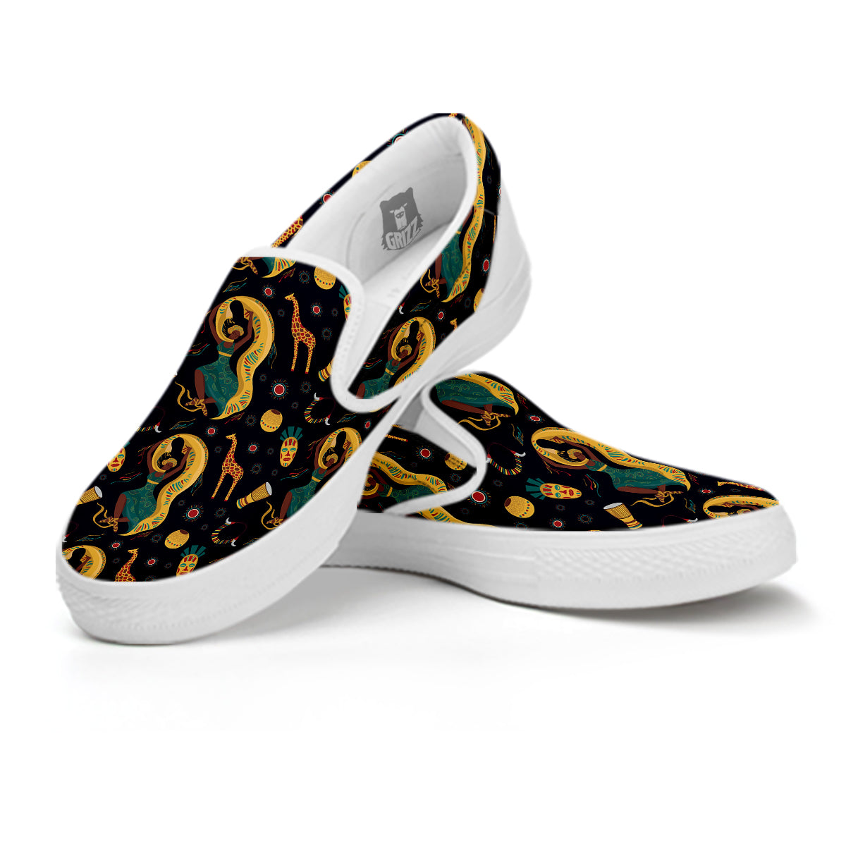 Giraffe Aztec Print Pattern White Slip On Shoes-grizzshop