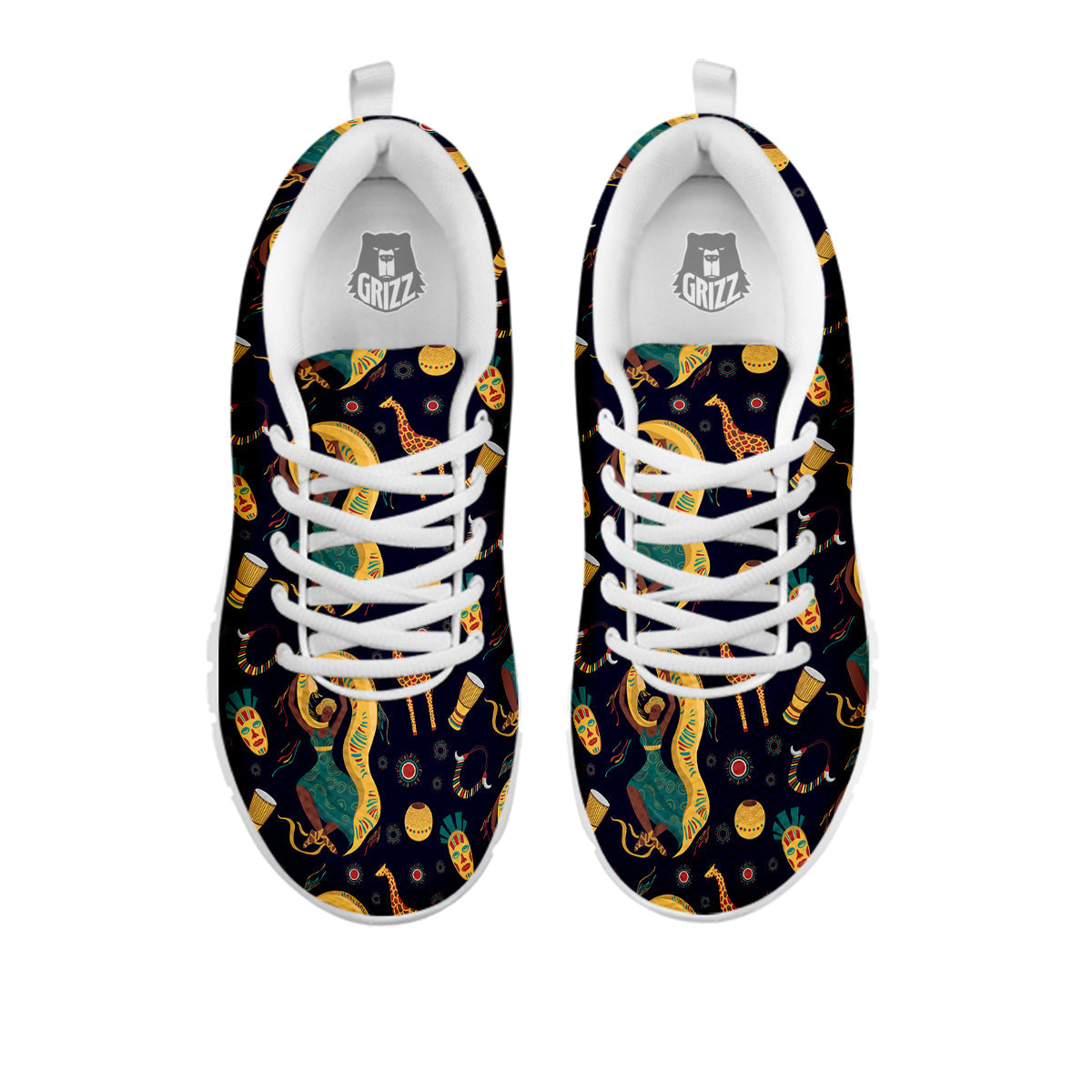 Giraffe Aztec Print Pattern White Sneaker-grizzshop