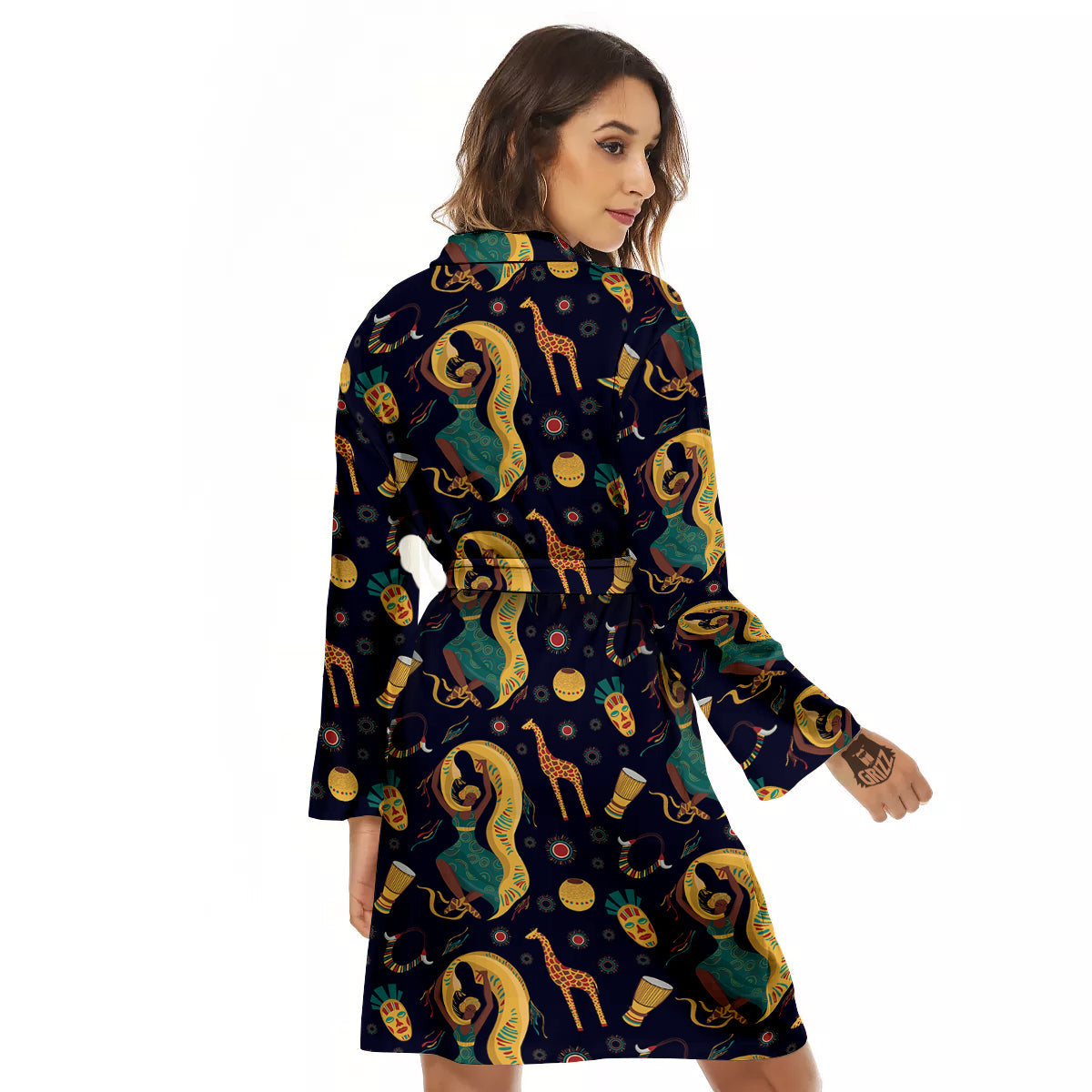 Giraffe Aztec Print Pattern Women's Robe-grizzshop