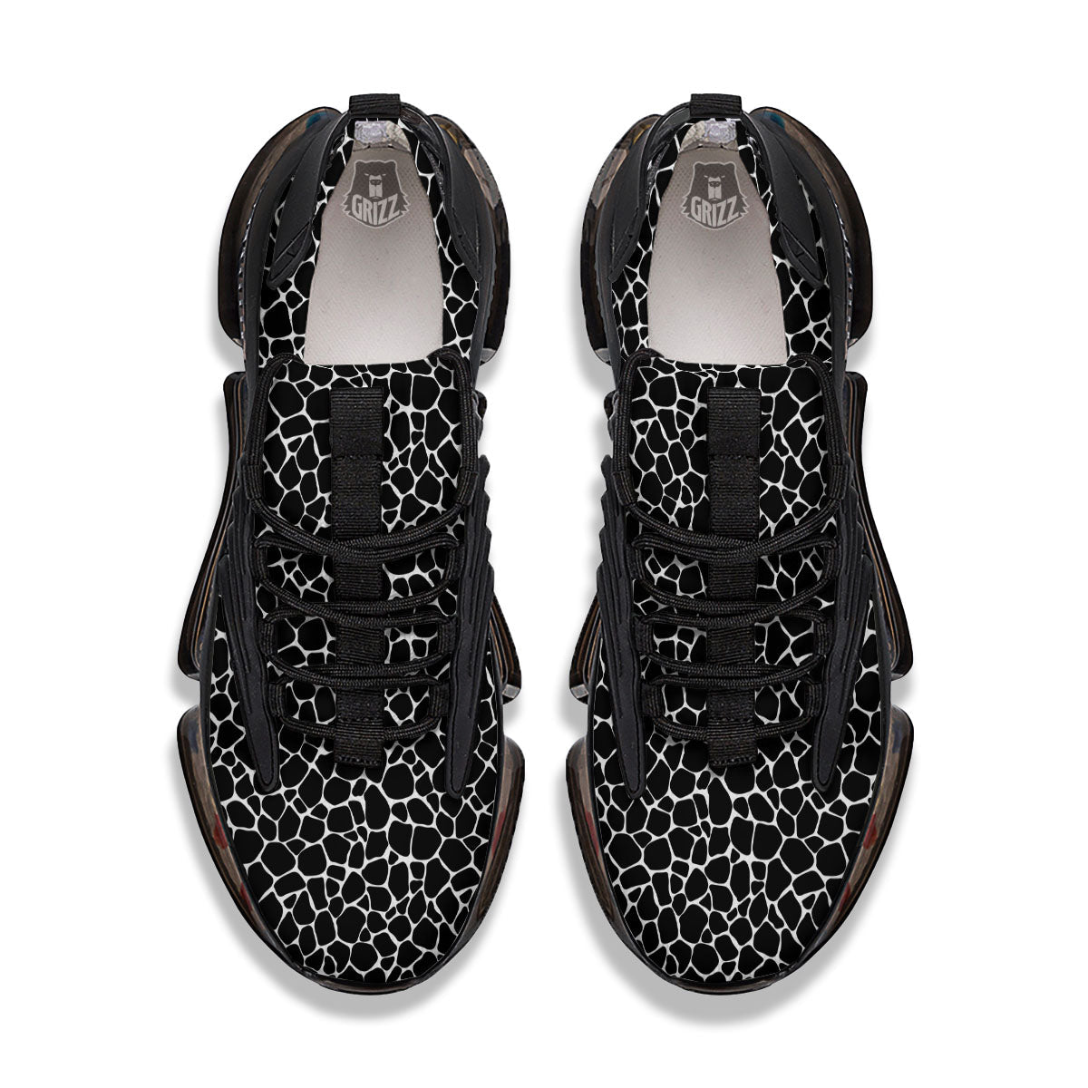 Giraffe Black Tropical Print Pattern Black Gym Shoes-grizzshop