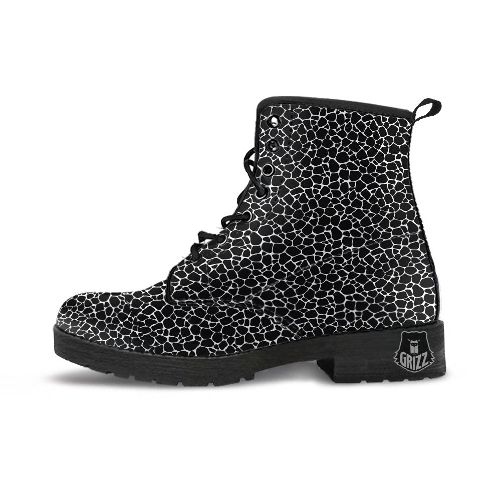 Giraffe Black Tropical Print Pattern Leather Boots-grizzshop