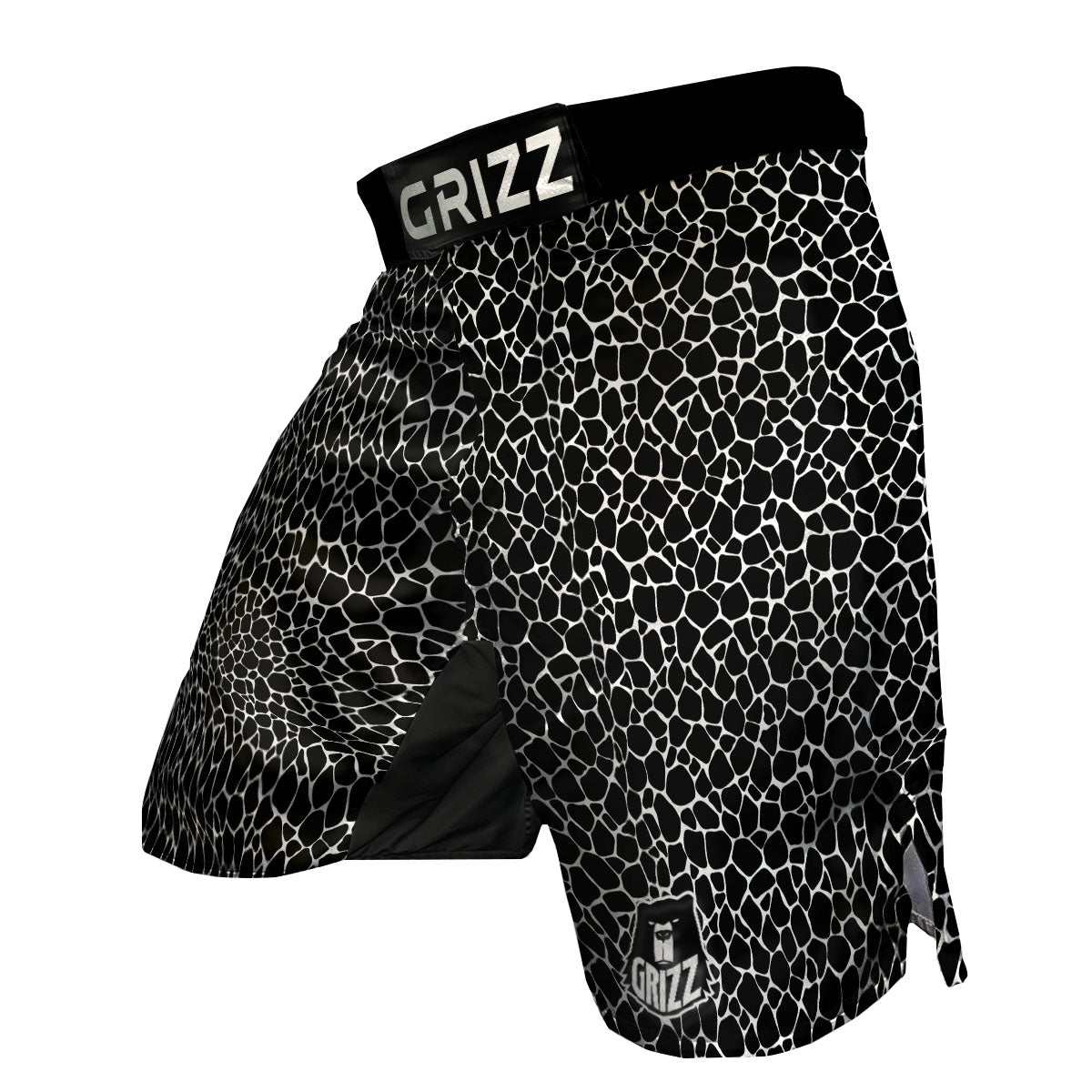 Giraffe Black Tropical Print Pattern MMA Shorts-grizzshop