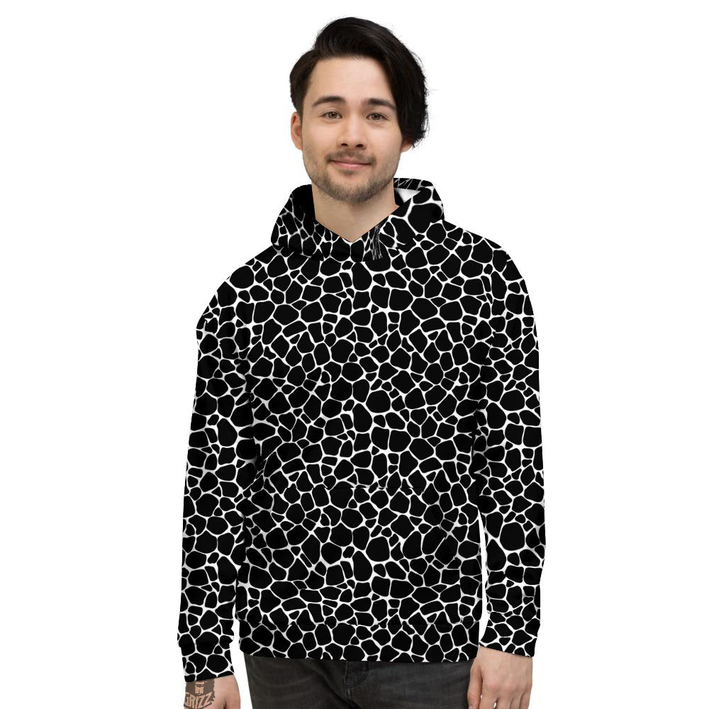 Giraffe Black Tropical Print Pattern Men's Hoodie-grizzshop