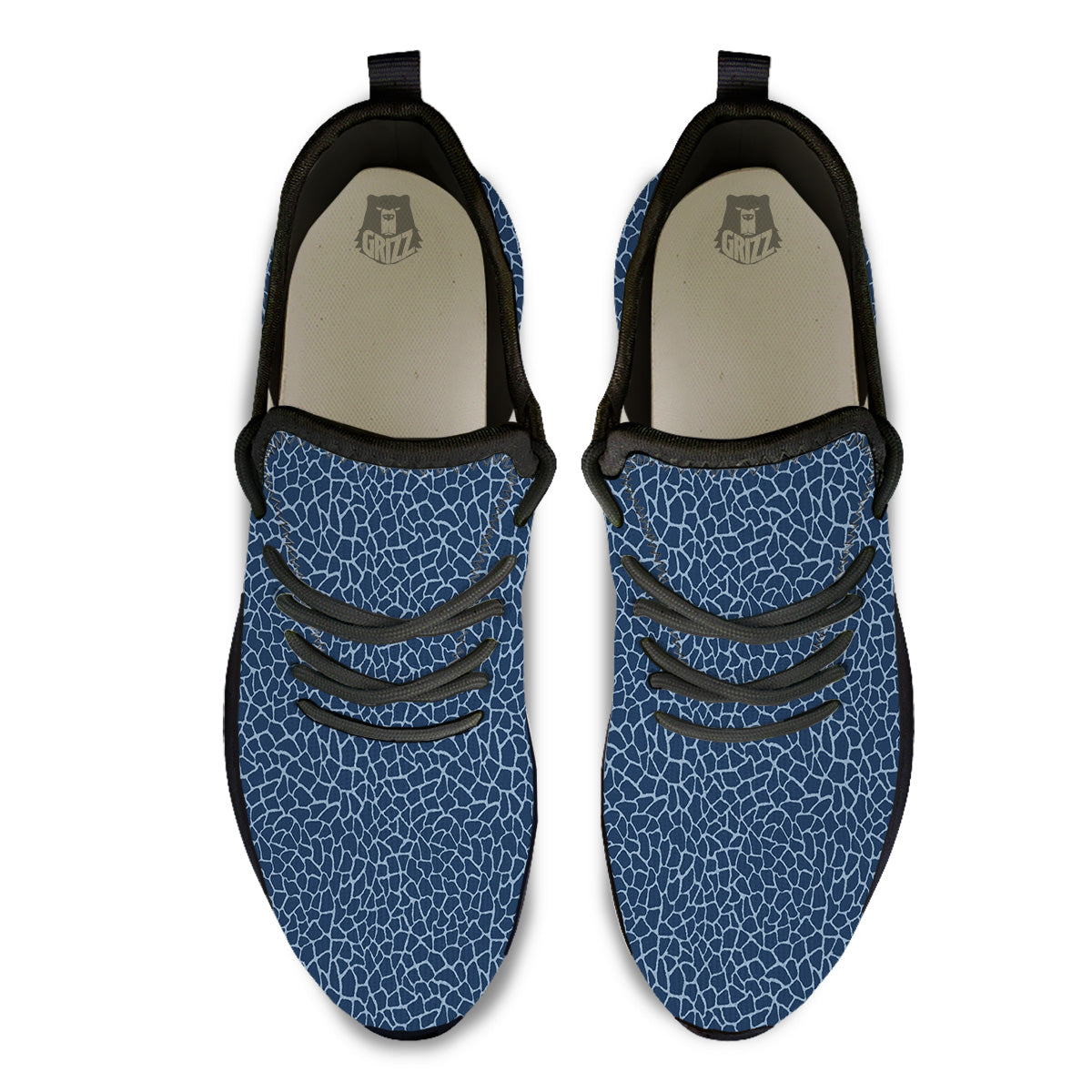 Giraffe Blue Print Black Athletic Shoes-grizzshop