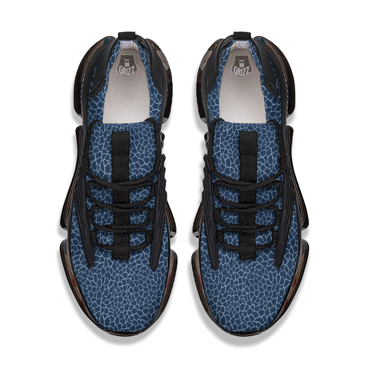 Giraffe Blue Print Black Gym Shoes-grizzshop