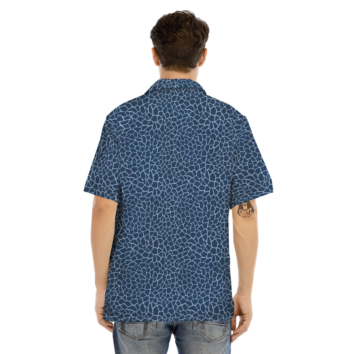 Giraffe Blue Print Men's Hawaiian Shirt-grizzshop