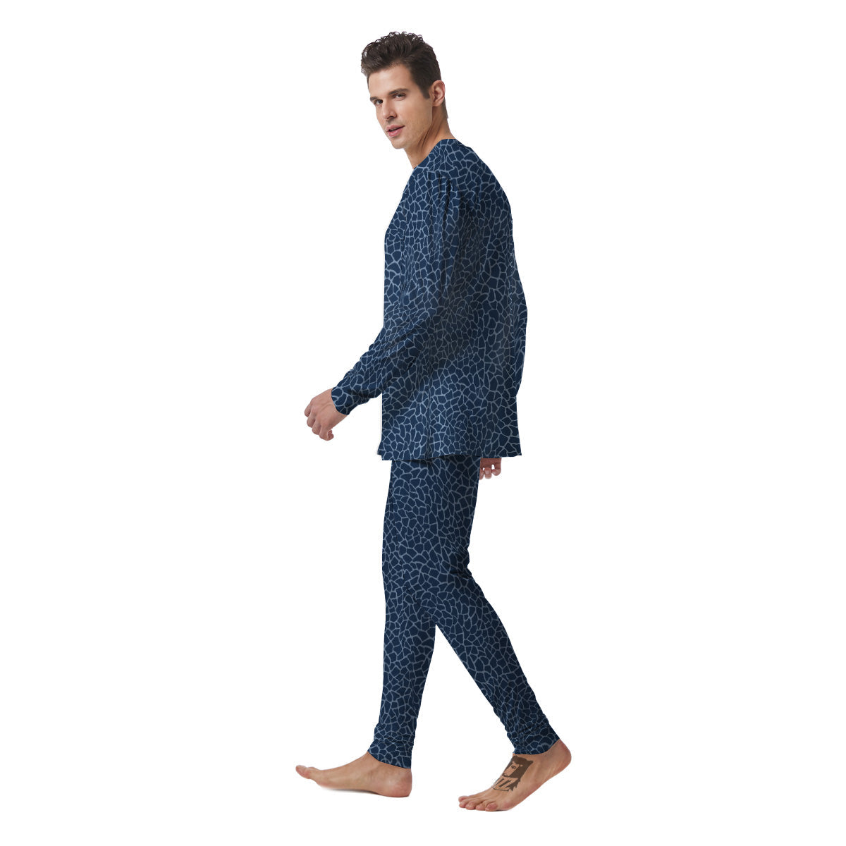 Giraffe Blue Print Men's Pajamas-grizzshop
