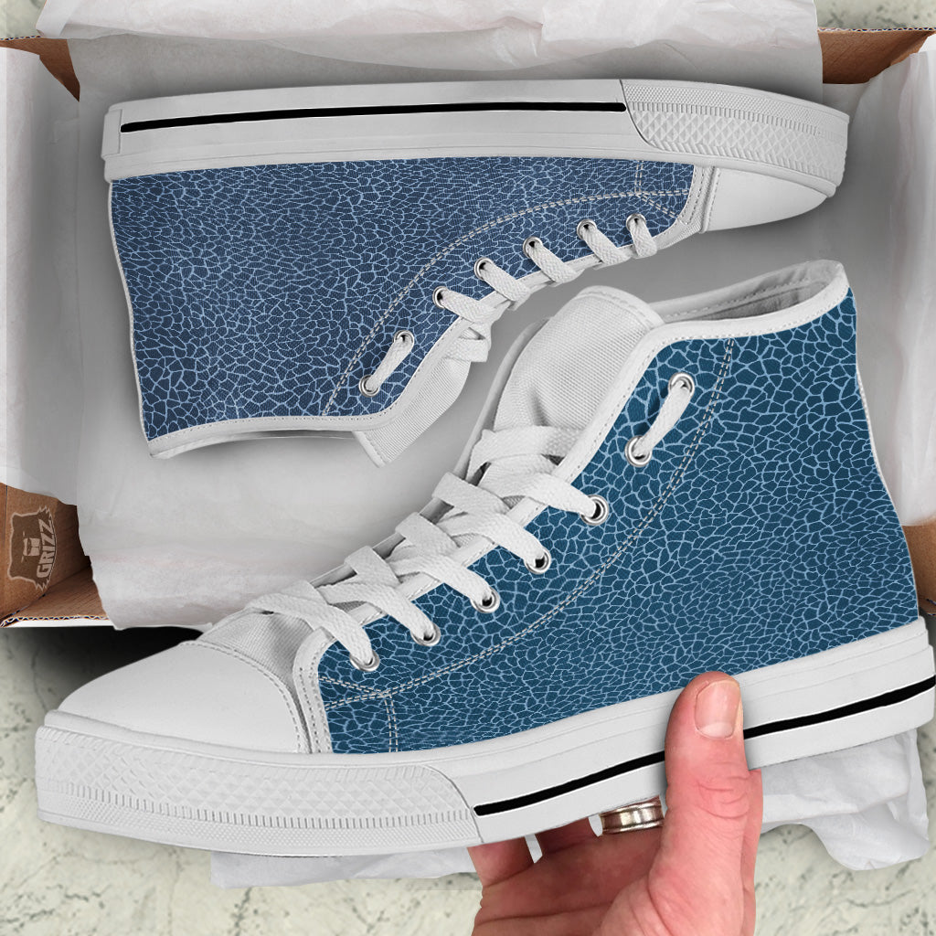 Giraffe Blue Print White High Top Shoes-grizzshop