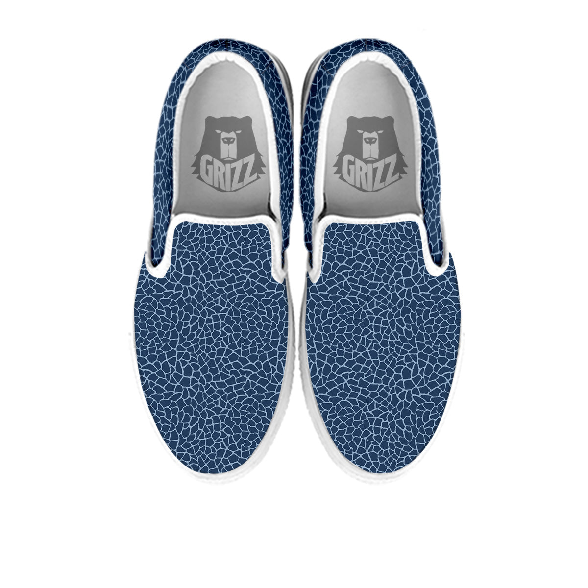 Giraffe Blue Print White Slip On Shoes-grizzshop
