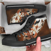 Giraffe Brown Print Black High Top Shoes-grizzshop