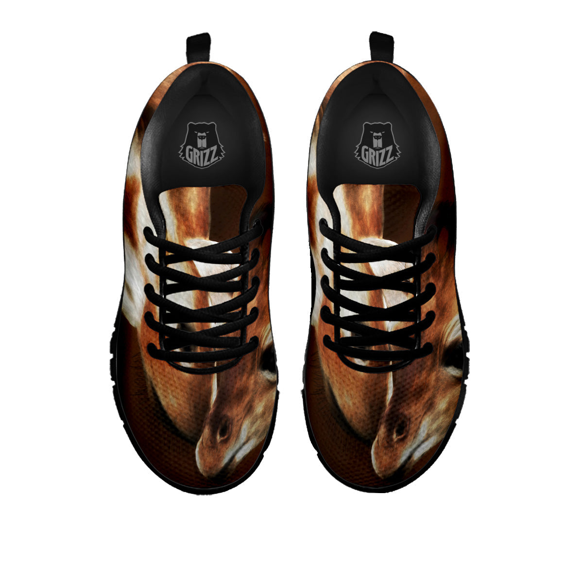 Giraffe Brown Print Black Sneaker-grizzshop