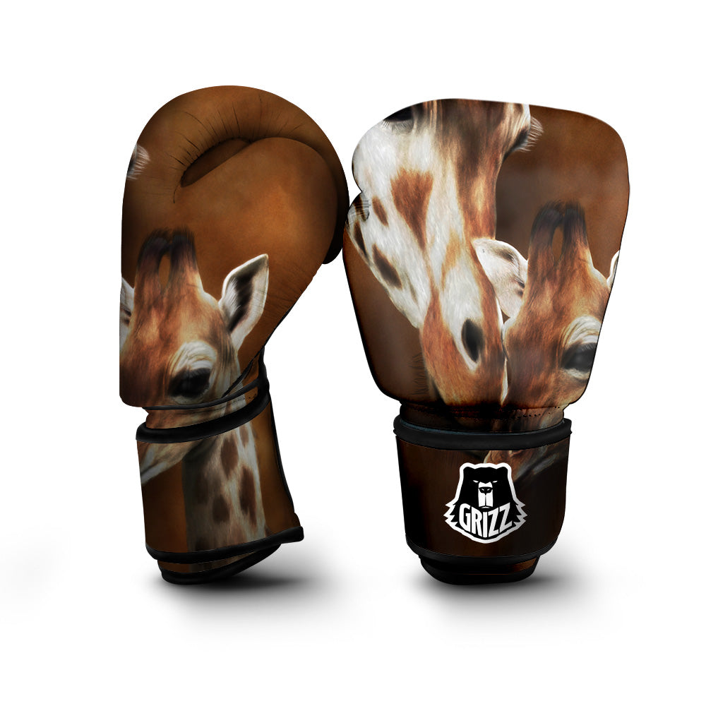 Giraffe Brown Print Boxing Gloves-grizzshop