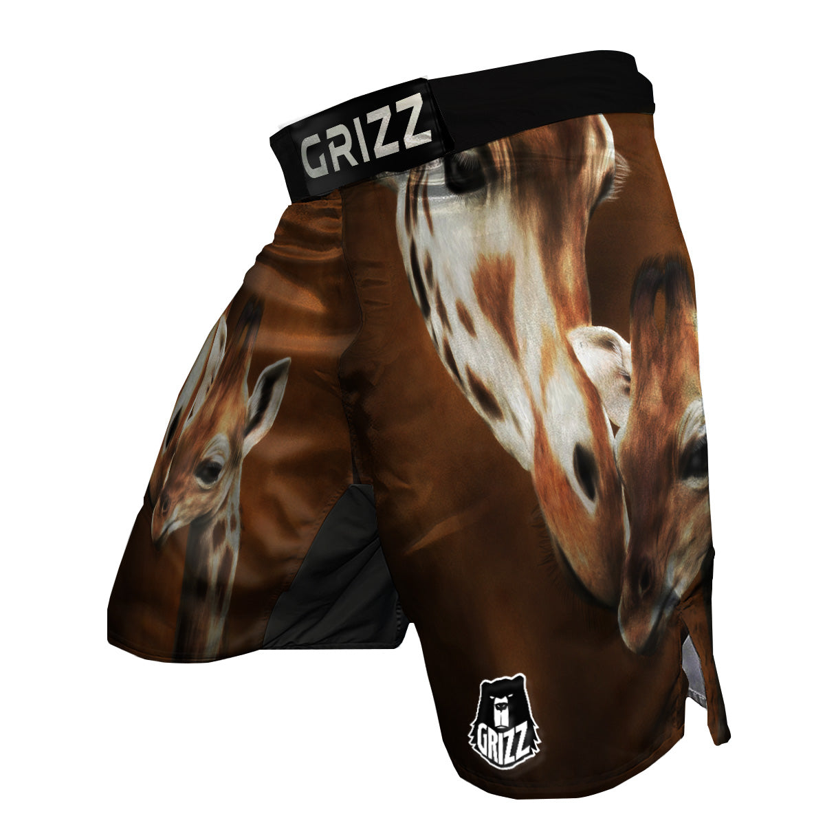 Giraffe Brown Print MMA Shorts-grizzshop