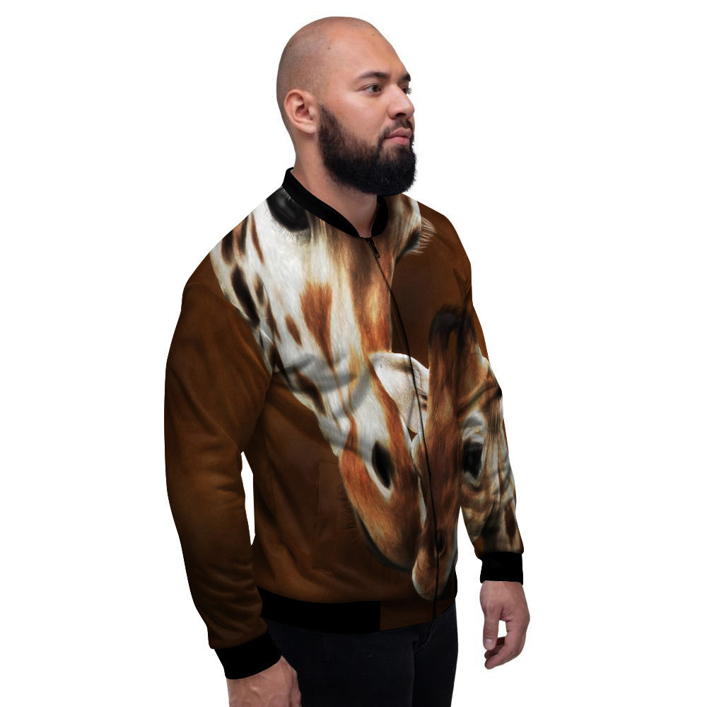 Giraffe Brown Print Men's Bomber Jacket-grizzshop