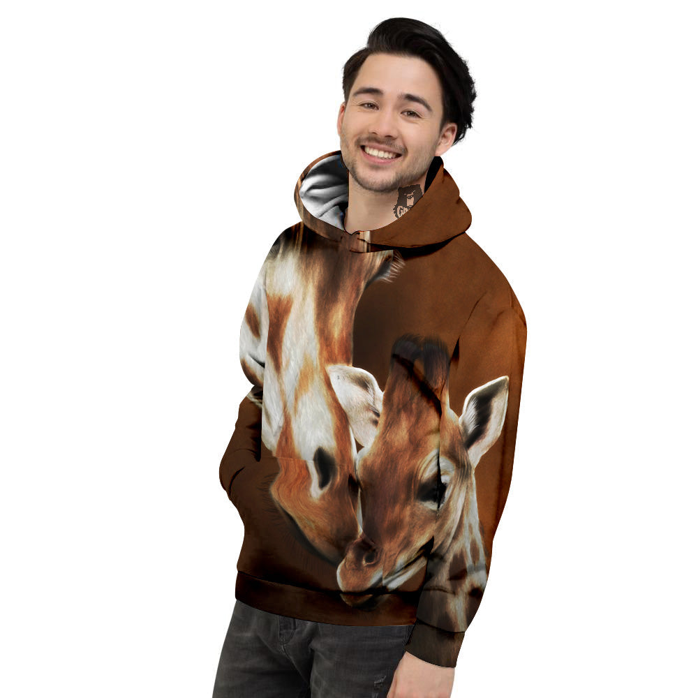 Giraffe Brown Print Men's Hoodie-grizzshop