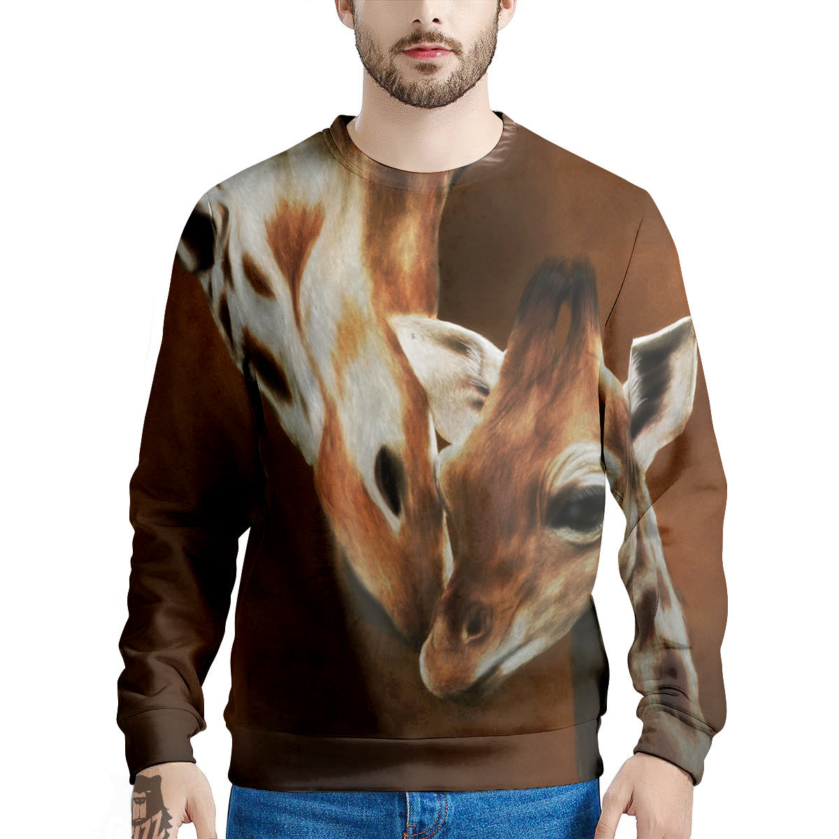 Giraffe Brown Print Men's Sweatshirt-grizzshop